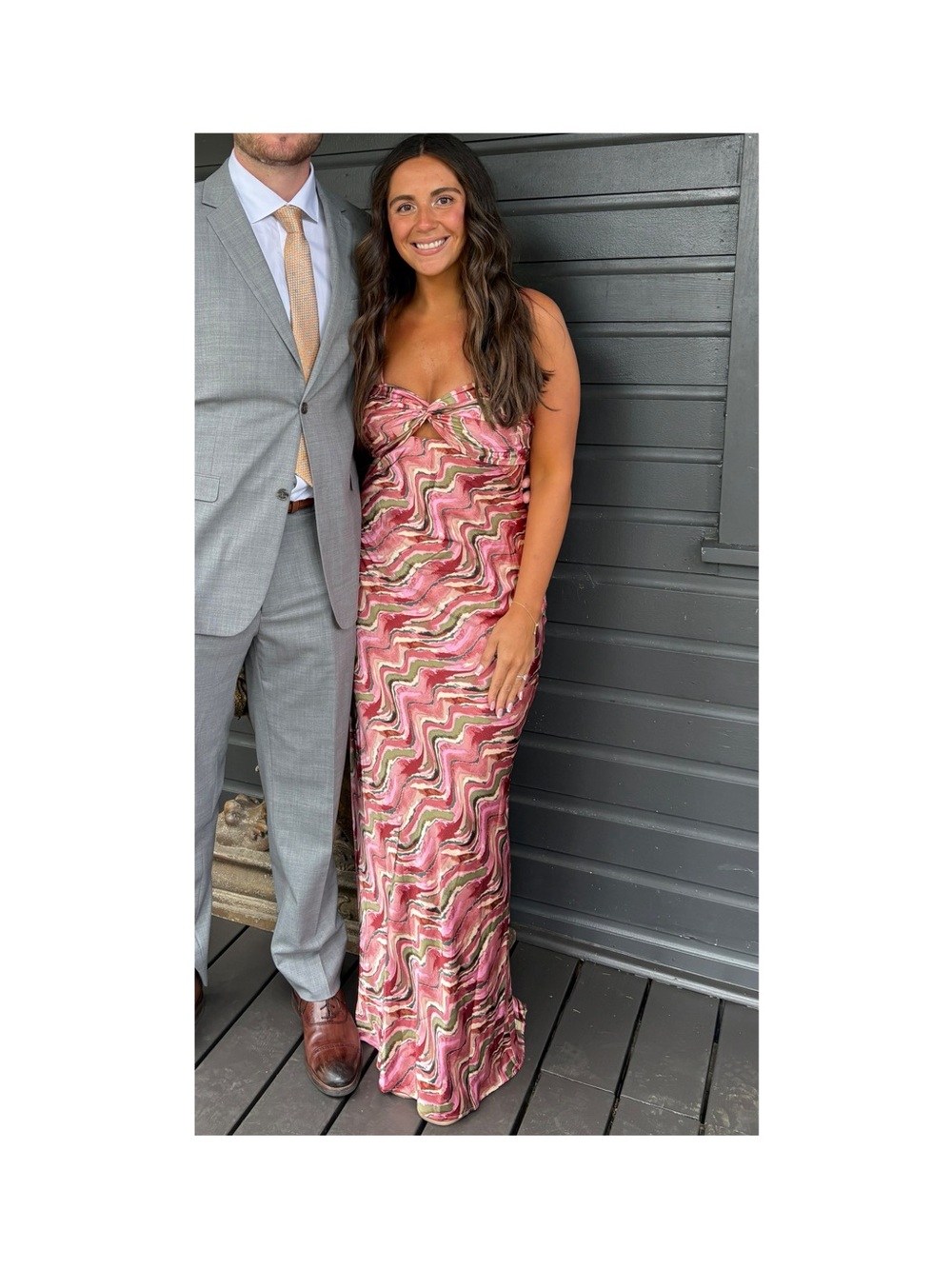 Semi & Cade:  Pink Wave-Print Maxi Dress